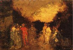 Adolphe-Joseph Monticelli Twilight Promenade in a Park Spain oil painting art